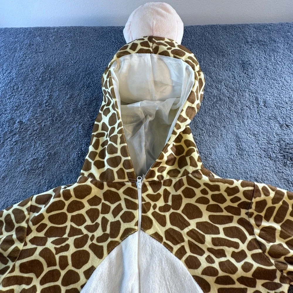 Fantasy‎ World Giraffe Costume Kids 4T One Piece Plush Hooded Jumpsuit Brown Tan